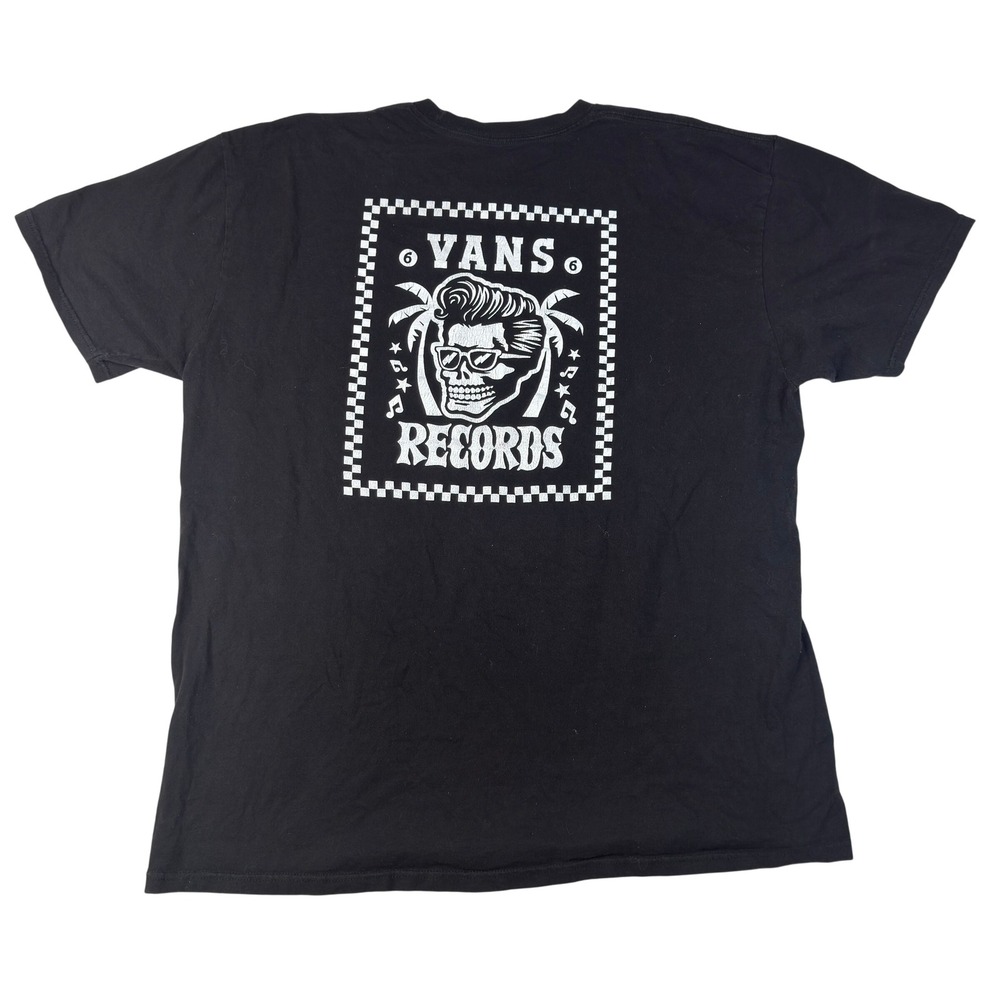 Vans Records Skull Graphic T-Shirt Mens XXL Black Short Sleeve Cotton Tee